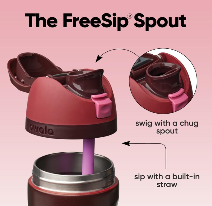 Owala Freesip Insulated StainlessSteel Water Bottle With Straw –Black Cherry