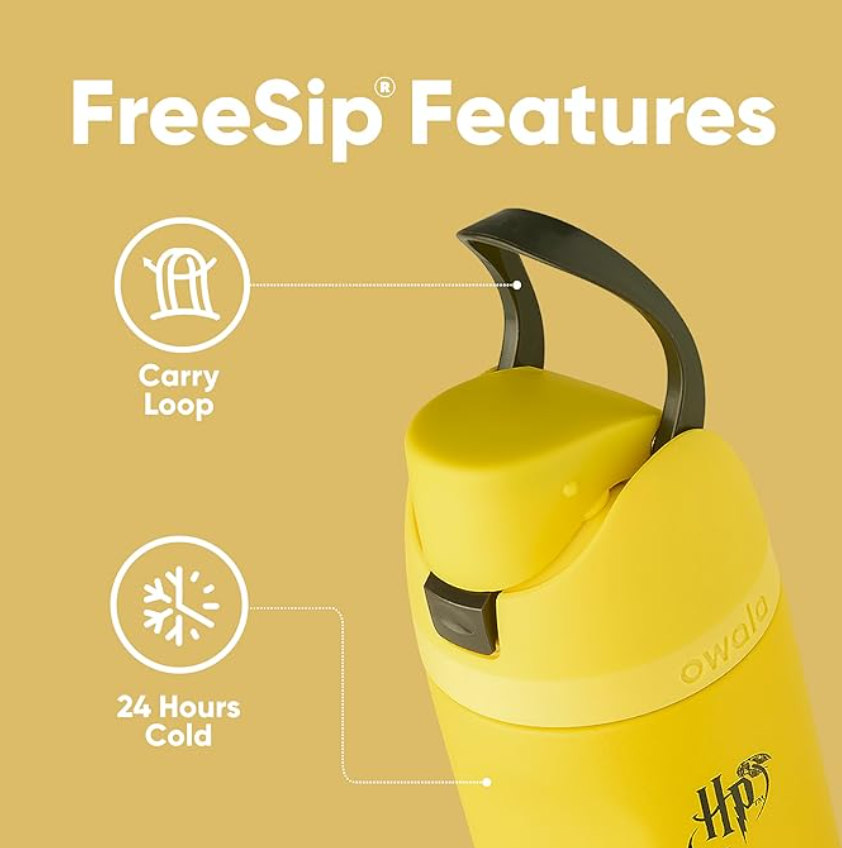 Owala Harry Potter FreeSipWater Bottle – 24oz Hufflepuff