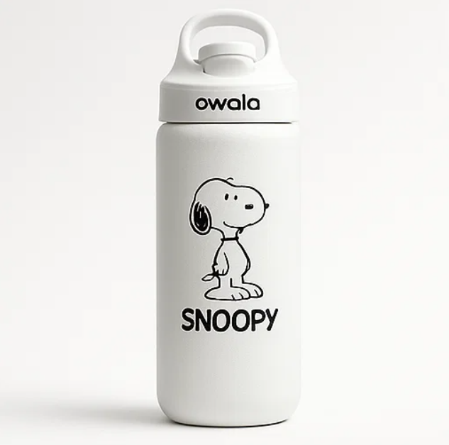 Owala × Snoopy Stainless SteelInsulated Straw Bottle 20oz-Pearl White