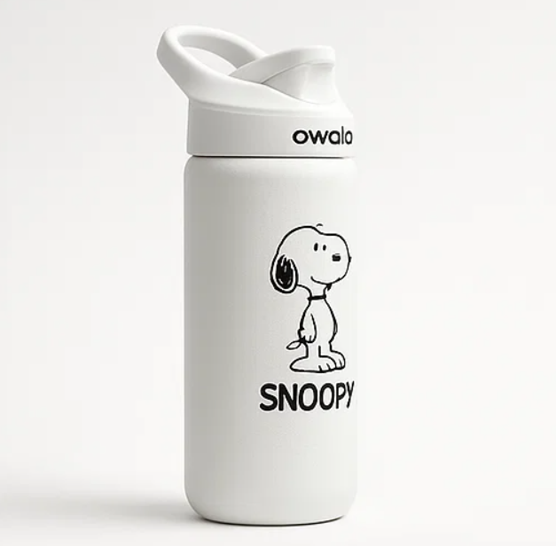 Owala × Snoopy Stainless SteelInsulated Straw Bottle 20oz-Pearl White