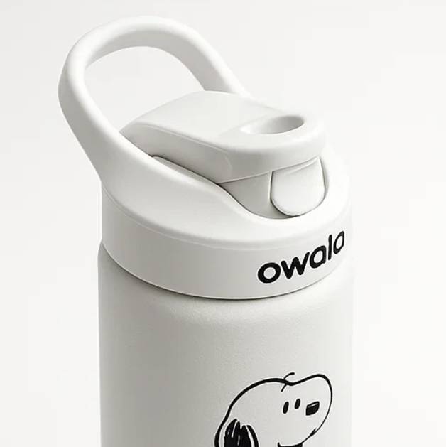 Owala × Snoopy Stainless SteelInsulated Straw Bottle 20oz-Pearl White