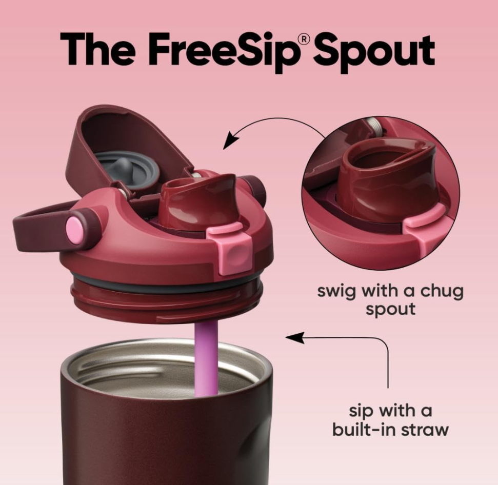 Owala Freesip Sway InsulatedStainless Steel Water Bottle WithTwo-Way Spout – Black Cherry