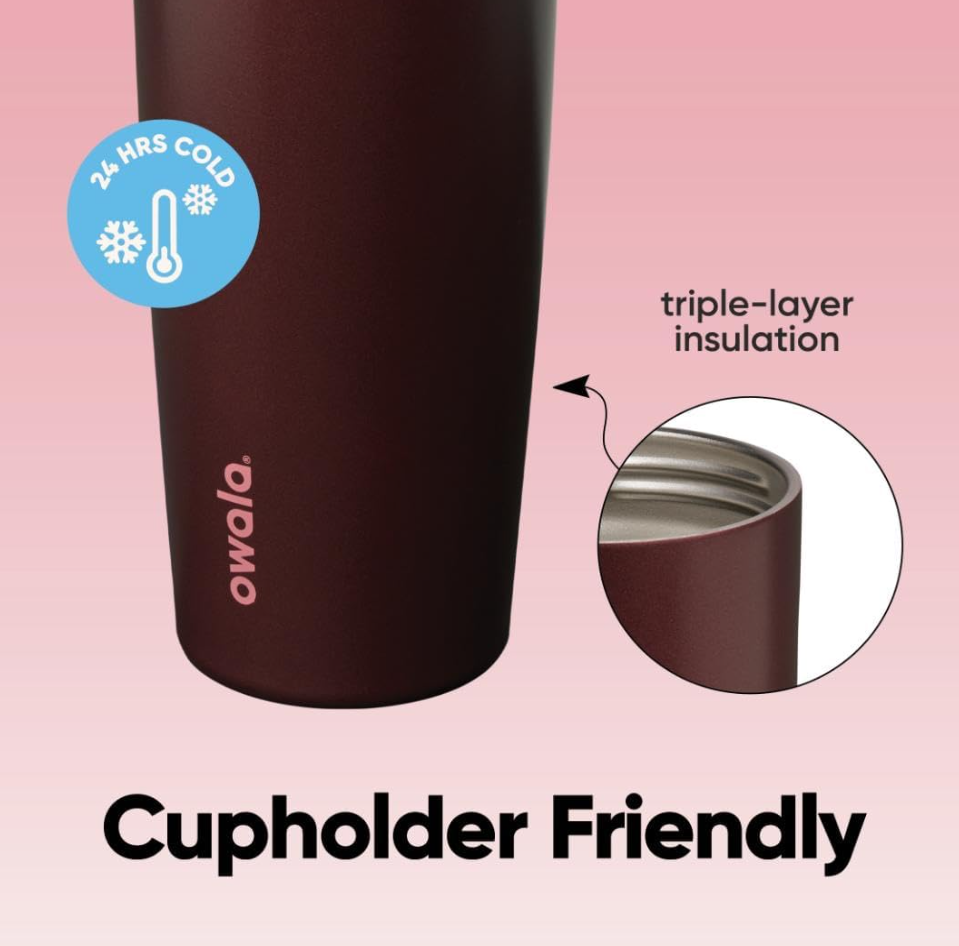 Owala Freesip Sway InsulatedStainless Steel Water Bottle WithTwo-Way Spout – Black Cherry