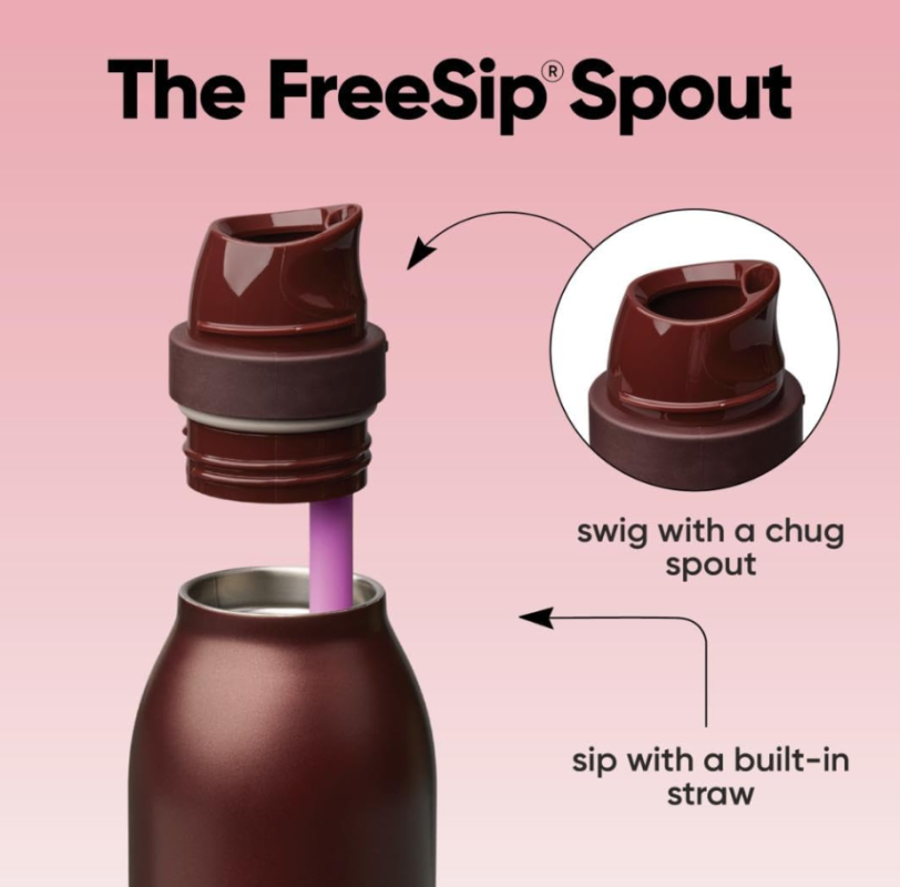 Owala Freesip Twist InsulatedStainless Steel Water Bottle –Black Cherry 24Oz