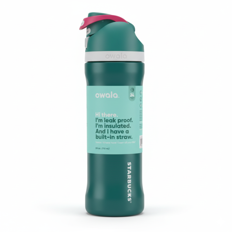 Owala x Starbucks LimitedEdition Stainless Steel WaterBottle 24oz – Teal Green